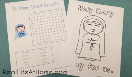 Sample Pages from St. Mary and the Rosary Printables Packet
