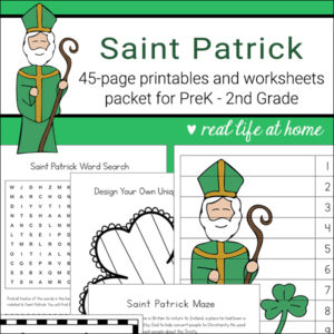 Saint Patrick Printables, Activities, and Worksheets - The Saint Patrick Printables Packet is a 45-page learning packet all about St. Patrick