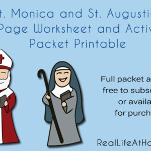 Saint Augustine and Saint Monica 29 page worksheets and printables packet
