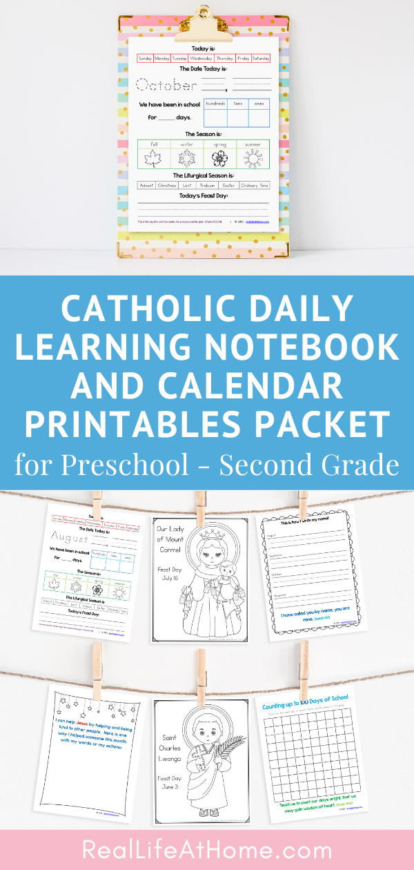 Catholic Daily Learning Notebook and Calendar Pages Packet