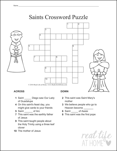 Version One from the Saints Crossword Puzzle Set