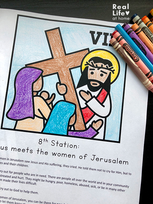 Stations of the Cross Coloring Page and Reflection for Kids