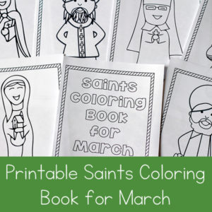 Looking for a fun seasonal saint activity to do with children? This free printable saints coloring book for March is a great Catholic coloring book for kids
