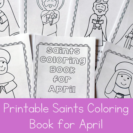 Looking for a fun seasonal saint activity to do with children? This free printable saints coloring book for April is a great Catholic coloring book for kids