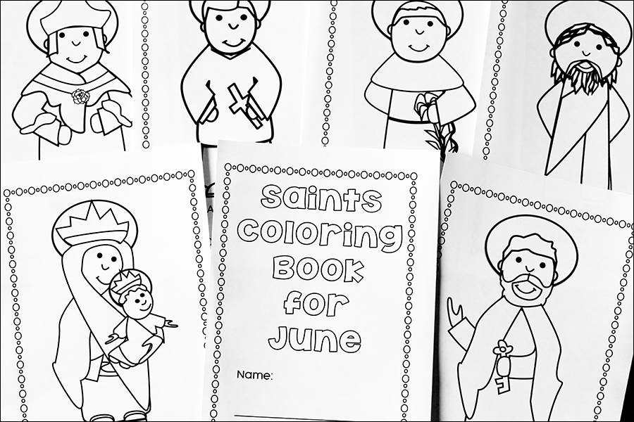 June Catholic Coloring Book Pages from Real Life at Home