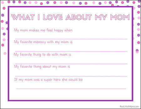 Free Printable Mother's Day Questionnaire for Kids