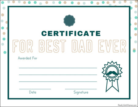 Father's Day Certificate - Free Printable for Kids