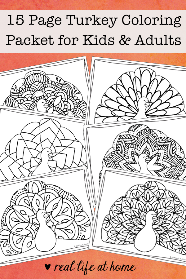 Printable Turkey Coloring Book for Kids and Adults