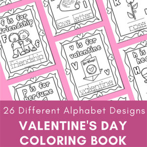 27-page Valentine's Day coloring pages alphabet packet for preschool, kindergarten, and 1st grade. Includes one page for each letter of the alphabet!