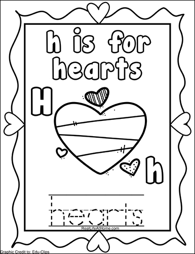 Hearts Coloring Page (from an ABC Coloring Packet)