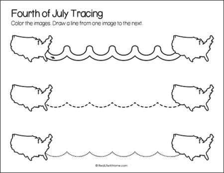 4th of July Tracing Page
