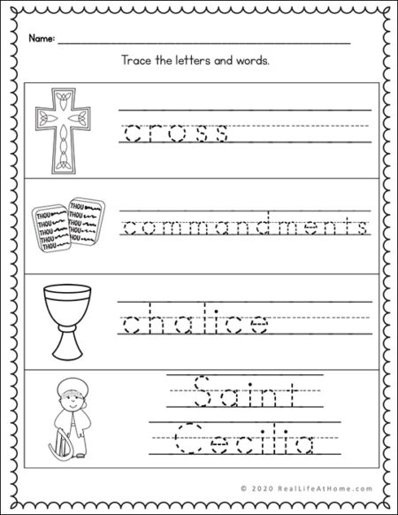 Catholic Letter C Handwriting Page