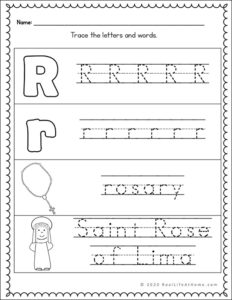 Letter R – Catholic Letter of the Week Worksheets and Coloring Pages