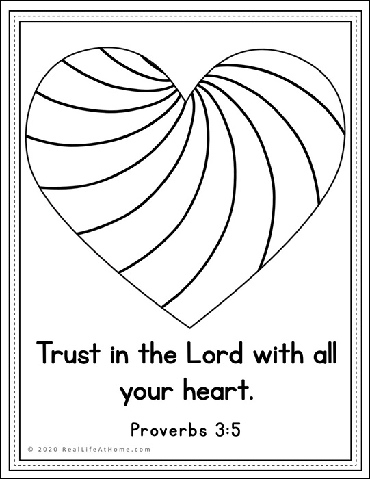 Trust in the Lord with all your heart (coloring page)