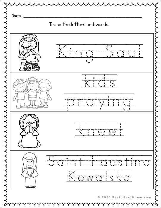 Catholic Handwriting Page for K