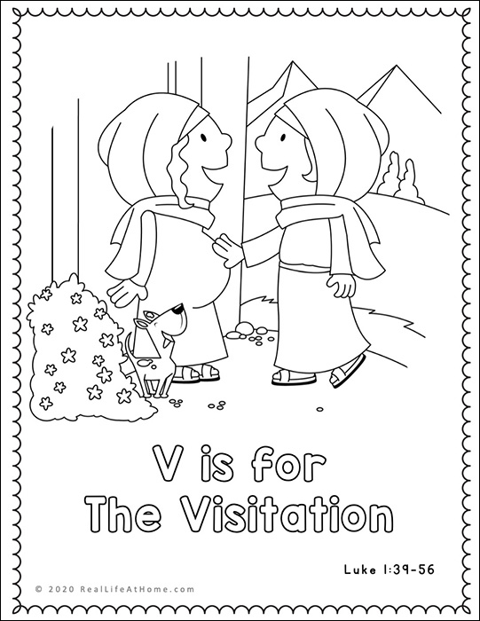 Mary and Elizabeth - The Visitation Coloring Page