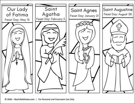 Printable Color Your Own Saint Bookmarks