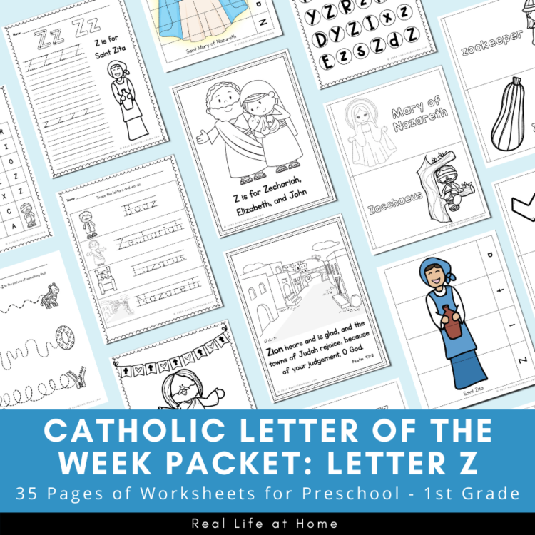 Letter Z – Catholic Letter of the Week Worksheets and Coloring Pages