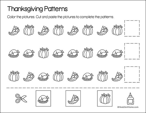 Thanksgiving Patterns Math Page