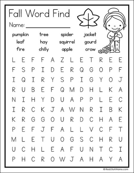 Fall Word Find Printable