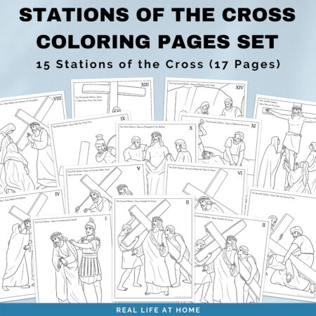 Stations of the Cross coloring pages set