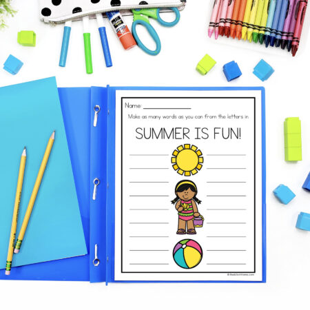 Summer is Fun Worksheet Surrounded by school supplies