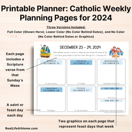 Features included on the Catholic Planning Pages for 2024