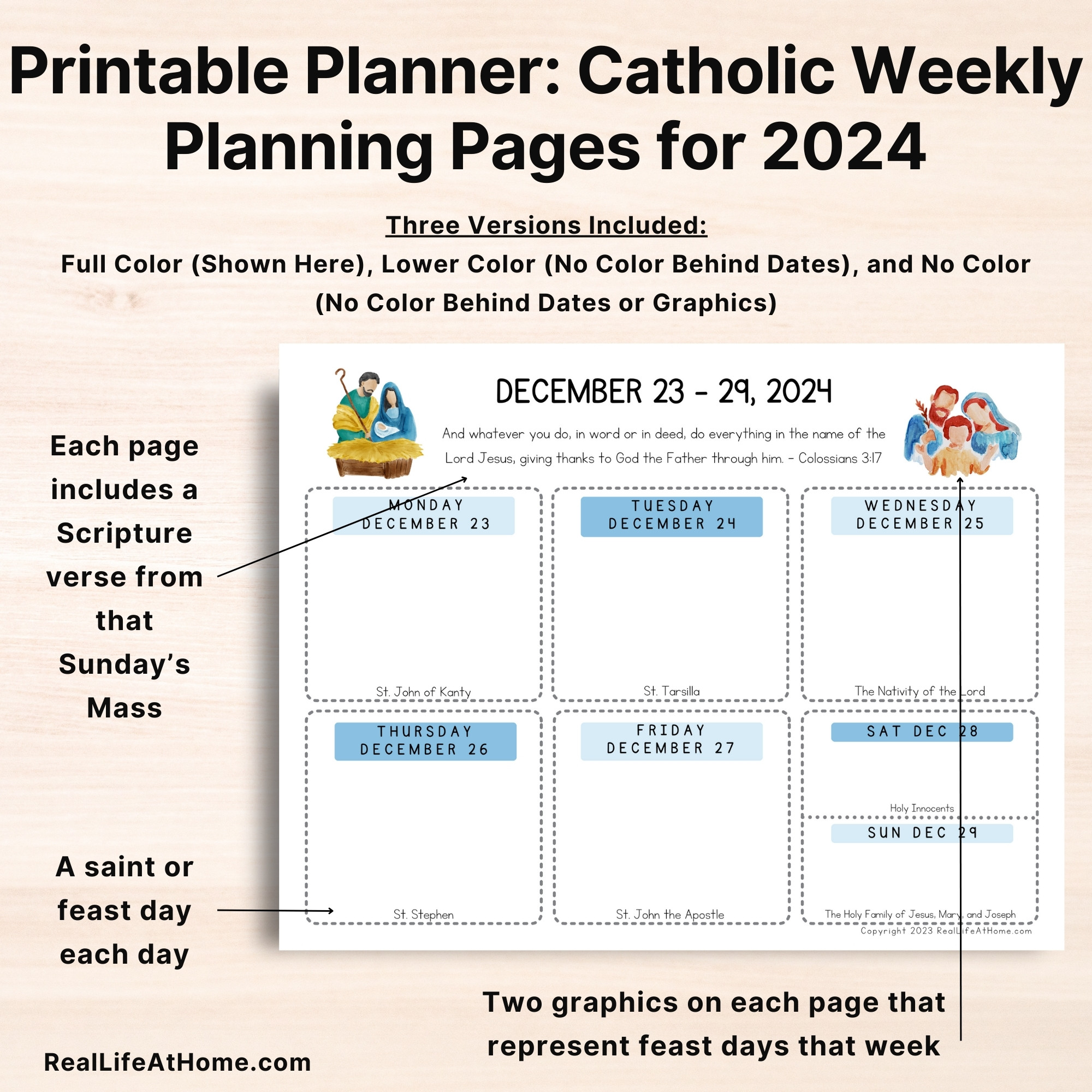 Features included on the Catholic Planning Pages for 2024