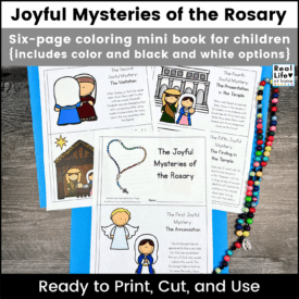 Joyful Mysteries of the Rosary Mini Book for Kids (6-page Mini Book)