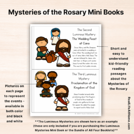 Sorrowful Mysteries of the Rosary Mini Book for Kids (6-page Mini Book)