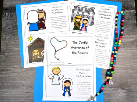 Joyful Mysteries of the Rosary Mini Book for Kids (6-page Mini Book)