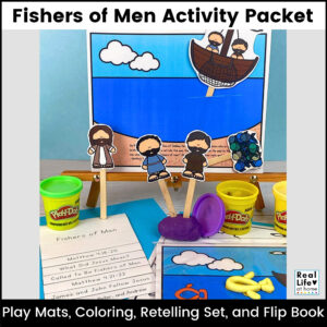 Fishers of Men Activity Packet: Play Mats, Coloring, Retelling Set, and Flip Book.